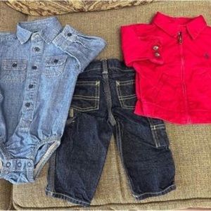 Boys Size 6-9 month outfit POLO/OSHKOSH 
3 pc Jacket/Jeans/Onesie set